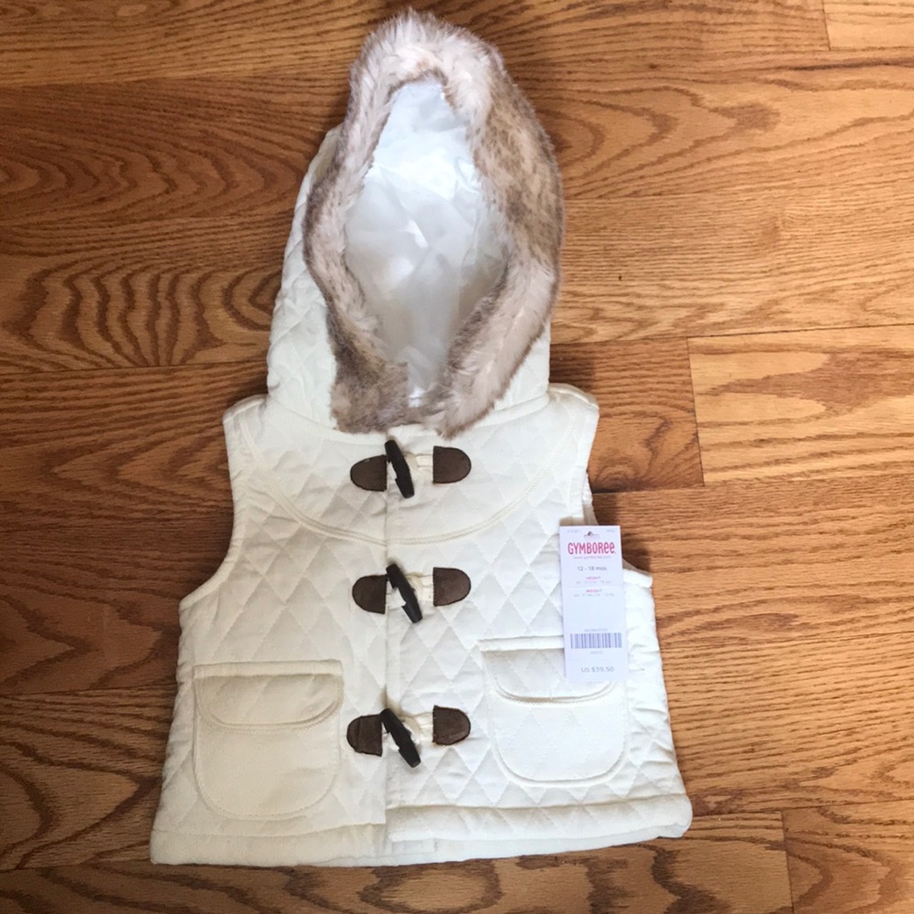 Gymboree 💥NWT💥 Cream Quilted Vest with Hood